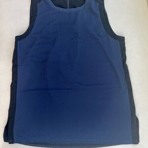 Athleta Navy, Grey & Black Colorblock Sleeveless Tank Top with split hem